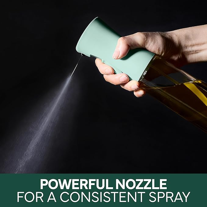 COOK WITH COLOR Glass Oil Sprayer for Cooking, BBQ, Salad Olive Oil Spray Bottle with Non-Slip Handle, Oil Sprayer Bottles for Healthy Eating, Green