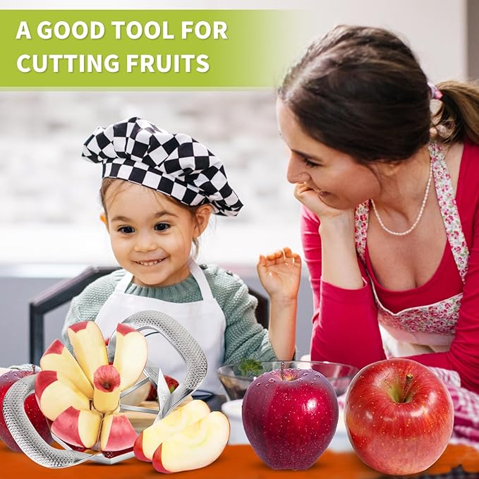 LIIGEMI Stainless Steel Apple Slicer,8 Blade Apple Corer and Cutter for Various fruits, Sharp and Sturdy, Anti-slip Handle，Gifts for Mom， Easy to Use.