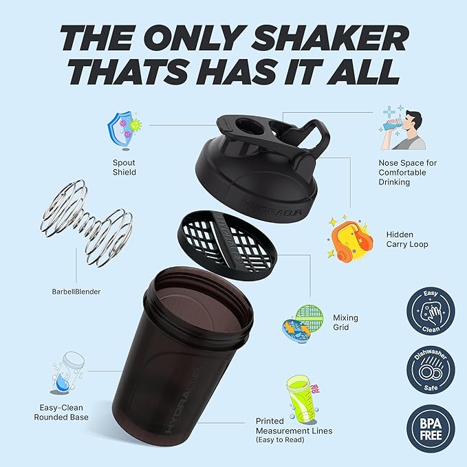 Hydra Cup - 4 PACK - Small 20 oz Shaker Bottles for Protein Shakes, Protein Shaker Bottle with Whisk, BPA Free Shaker Cups, Leak Proof Mini Shaker Bottle (OG Sport Mix)