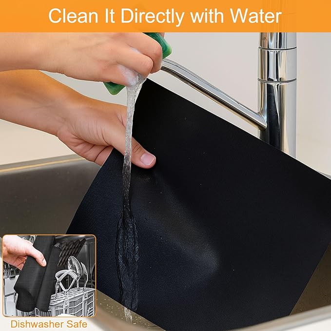 Oven Liners for Bottom of Oven, 10"x9.7" Reusable Non-Stick Heat Resistant Toaster Liners Toaster Mat for Chefman TurboTouch Easy View 8 QT Air Fryer, 4 Pack