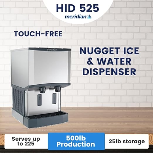 Scotsman Meridian Touchfree Countertop Nugget Ice Maker & Water Dispenser - 500 lb/Day, 25 lb Storage Bin
