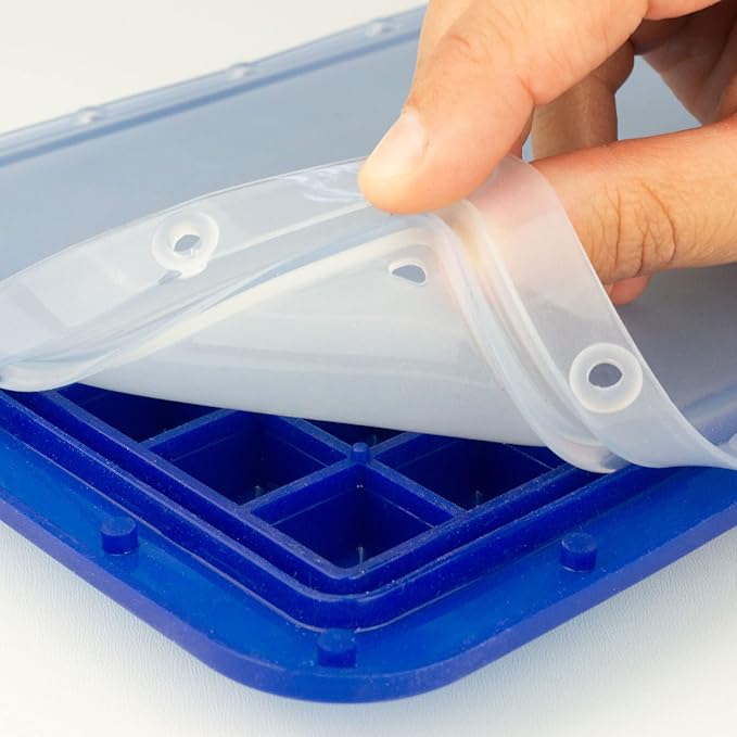 Lurch 240750 Ice Former Arctic Cube 2 cm Ice Cube Tray for 54 Ice Cubes with Transparent Lid Blue