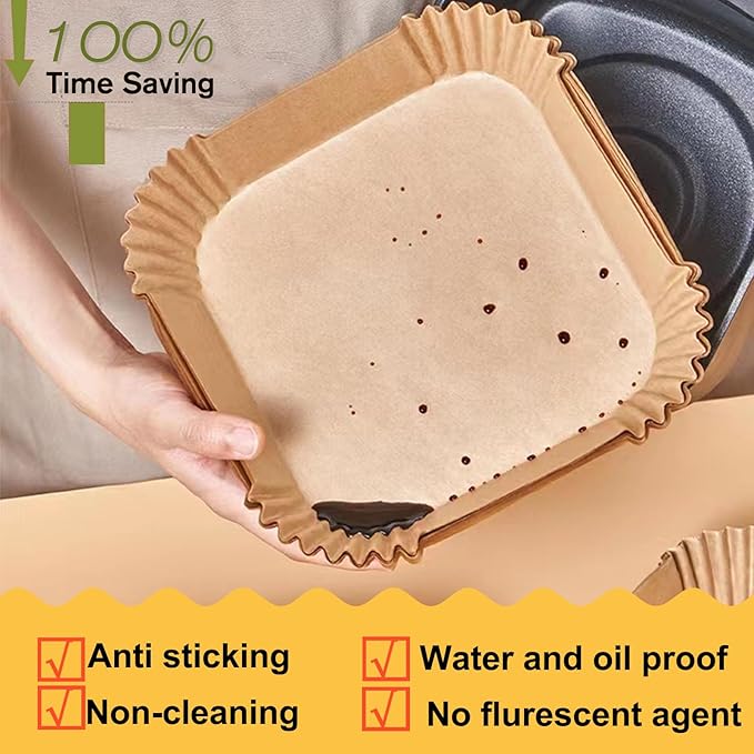 Air Fryer Disposable Paper Liner Square 7.9 Inches, Instant Pot Vortex Plus 4QT Air Fryer Liners, 150Pcs parchment paper liners for 3-6QT Air fryer, Baking Roasting Microwave