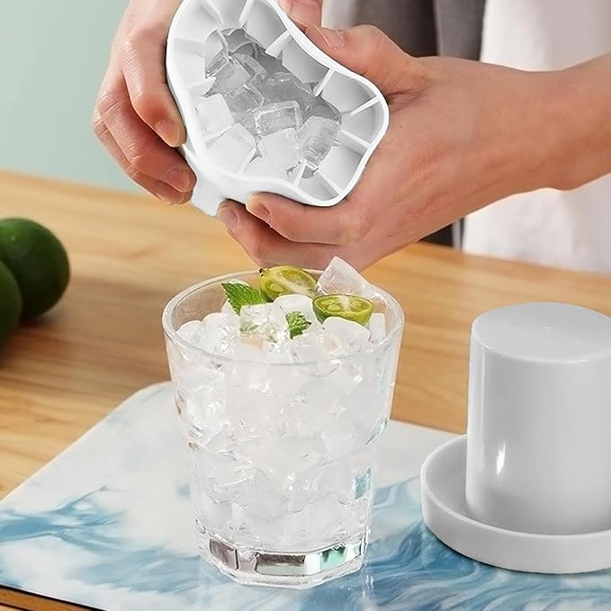 2 Pack Cylinder Ice Cube Mold Ice Trays, Silicone Ice Bucket, Portable Ice Cube Maker, Press-Type Easy-Release Ice Cup (White)