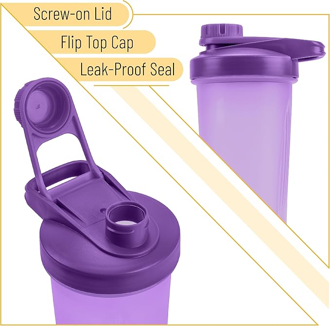 Mr. Pen- Shaker Bottles for Protein Mixes with Twist Cap, 28 oz, Purple Protein Shaker Bottle with Wire Whisk Ball, Mixer Bottle