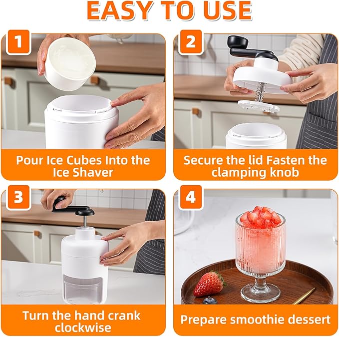 Ice Shaver and Snow Cone Machine - Premium Portable Ice Crusher and Shaved Ice Machine With Free Ice Mold Cups-BPA Free