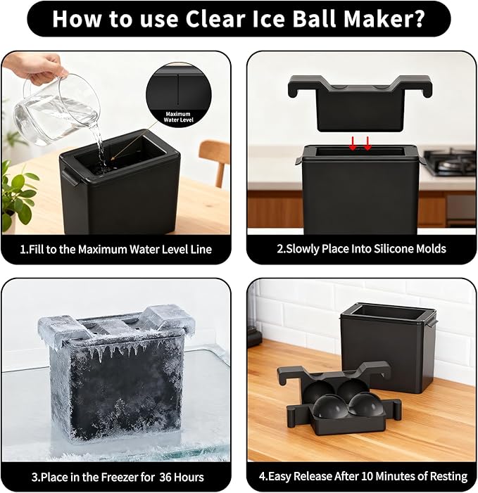 Clear Ice Ball Maker,2 Cavity Ice Ball Maker Mold for Whiskey,2.7 Inch Round Sphere Ice Maker,Idea Gifts for Dad Boyfriend Boss Men who Have Everything