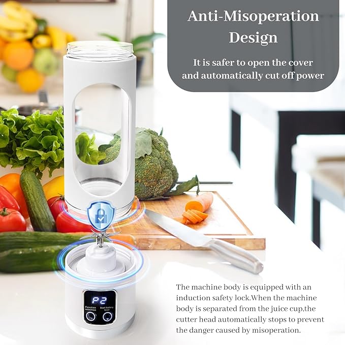 HomeBeyond 15oz Portable Personal Size Blender, Cordless Mini Blender for Shakes & Smoothies, USB-C Rechargeable, BPA Free Travel Juicer, Powerful Blending Suit in Office/Home/Gym
