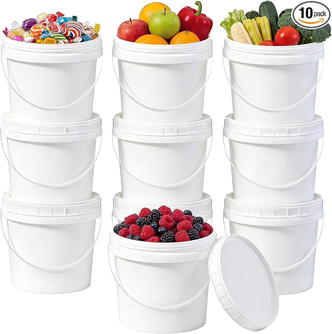 ASEVAT 10 Pack Screw Top Food Storage Containers with Lids, 33oz White Plastic Jars for Kitchen Pantry Organization – Opaque Dry Food Canisters for Flour, Sugar, Rice & Slime – BPA Free & Stackable