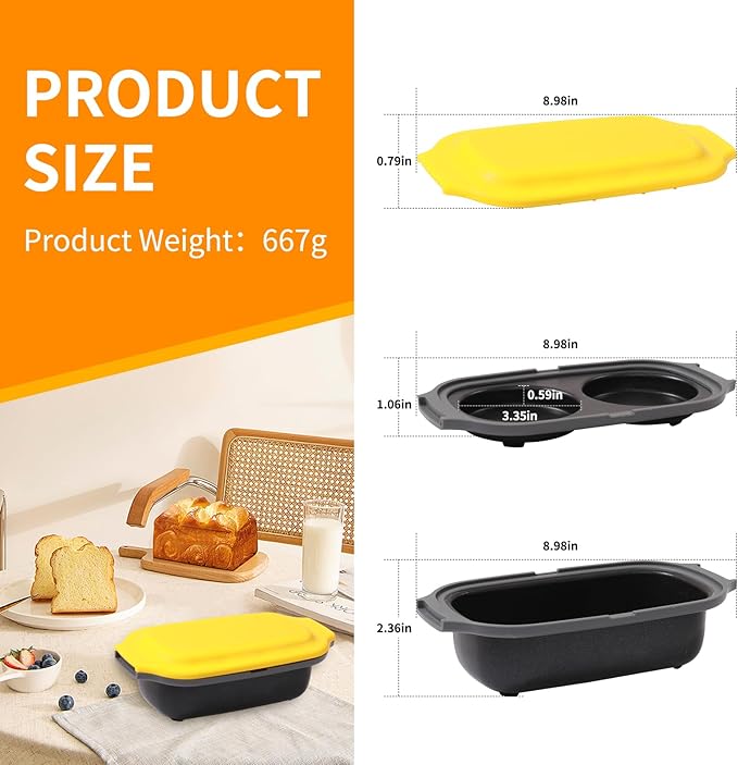 Microwave Egg Cooker, Egg Poacher, 2 Eggs fryer, Microwave Grill Sandwiches Maker, Quick-Heat 2-Piece Multi-use for Breakfast, Non-Stick, Dishwasher Safe, Portable for Home, Travel, Yellow