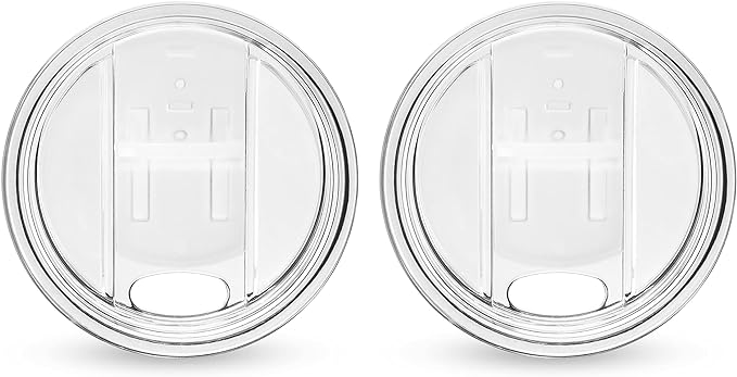 Host Wine Freeze Replacement Lids for Tumblers - Set of 2, Sliding Tab Closure, Travel Cup Lid for Wine Freeze Cooling Cup, Clear