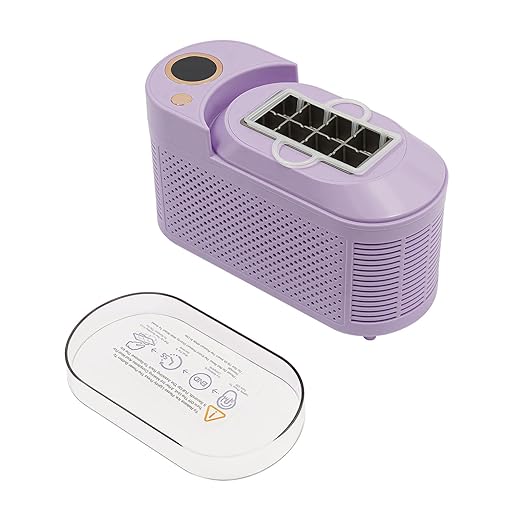 OUKANING Small Portable Ice Maker, 12V 120W Purple Mini Countertop Ice Maker, Compact Ice Machine for Car, Travel, Home