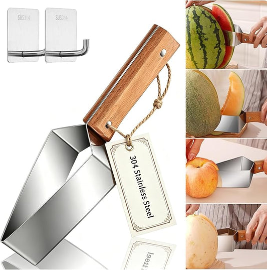 Triangle Watermelon Cutter, 2026 Upgraded 304 Stainless Steel Watermelon Slicer with Wooden Handle - Melon Slicer, Fruit Cutter for Kitchen Gadgets (1 Pc)