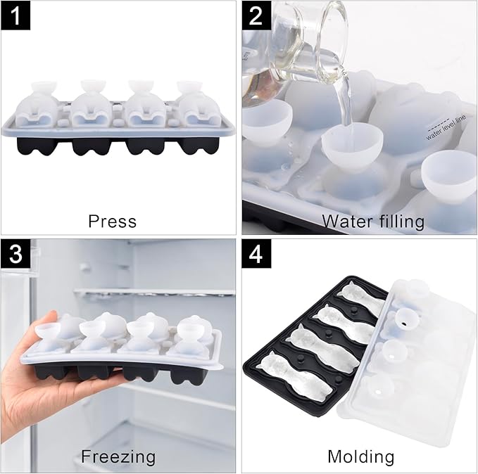 Alpaca Ice Cube Tray Mold - 3D Alpaca Shape Ice Cube Trays, Cute Ice Cube Molds for Whiskey Bourbon, 4-Hole Large Fun Shapes Ice Cube Trays, Funny Alpaca Gifts for Alpaca Lovers Women Men