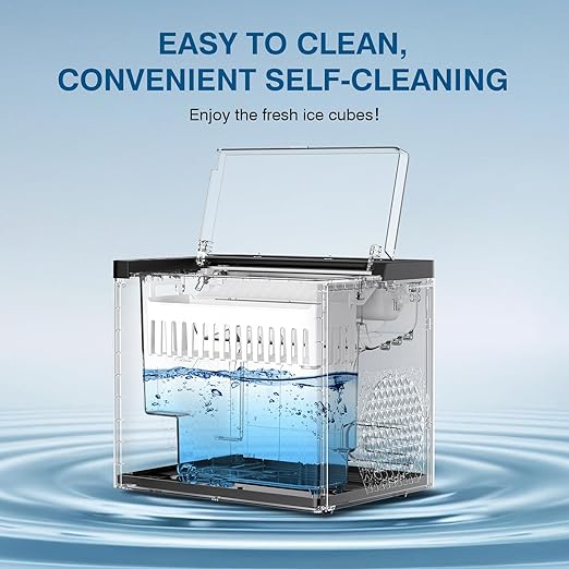 Ice Makers Countertop, 9 Ice Cubes in 6 Mins Portable Ice Maker, 2 Sizes of Bullet Ice (S/L) Small Ice Machine for Home Kitchen Camping (Raven)