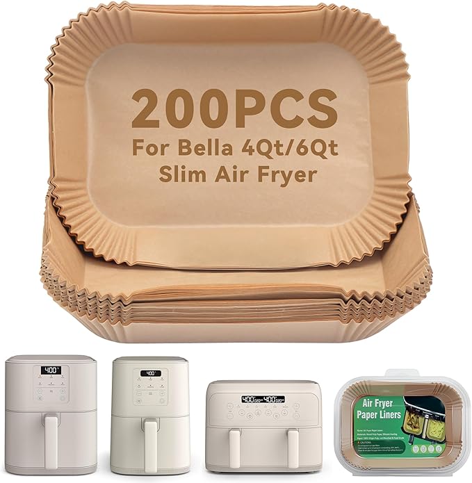 Parchment Paper for bella 4Qt Slim Air Fryer, 200pcs Air Fryer Liners for bella 6Qt Slim Air Fryer
