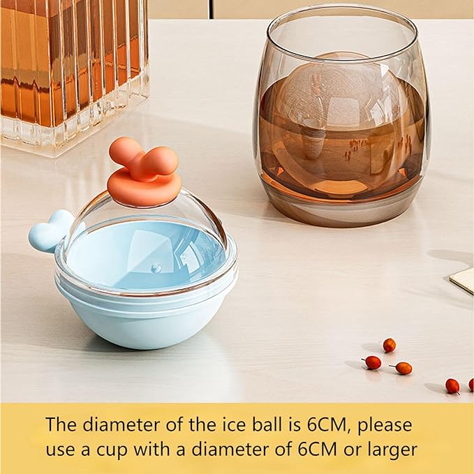 4pcs Ice Cube Mold Ball Boxes with Lid, 2.36in Diameter Large Sphere Ice Maker for Whiskey Cocktail or Sparkling Water, TEB & PET Materials
