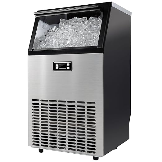 EUHOMY Commercial Ice Maker Machine - 110lbs Daily Production, 33lbs Ice Storage, Stainless Steel Freestanding & Under Counter Ice Maker, Ideal Ice Maker for Home/Bar/Restaurant/Outdoor Activities