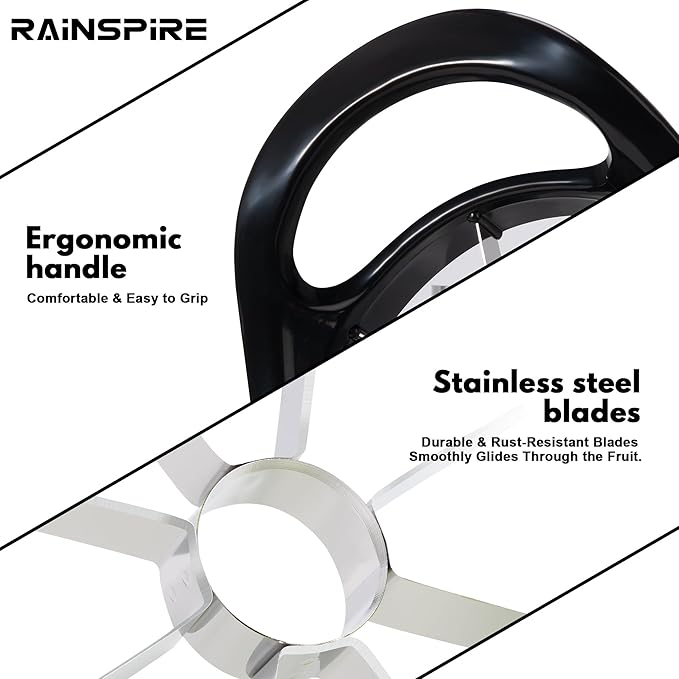 Rainspire Apple Cutter 8 Slices, 8 Blade Apple Slicer and Corer, Apple Corer Tool with Stainless Steel Blades, Super Sharp Fruit Cutter Fruit Slicer (Black)