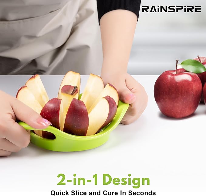 Rainspire Apple Cutter 8 Slices, 8 Blade Apple Slicer and Corer, Apple Corer Tool with Stainless Steel Blades, Super Sharp Fruit Cutter Fruit Slicer, Green