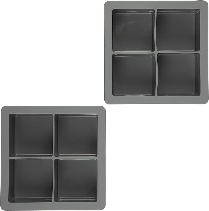 Tovolo Elements XL, Set of 2 Silicone Trays Extra-Large Ice Cubes for Whiskey, Bourbon, Cocktails & More, BPA-Free & Dishwasher-Safe, Cool Gray, xl trays (22025-202)
