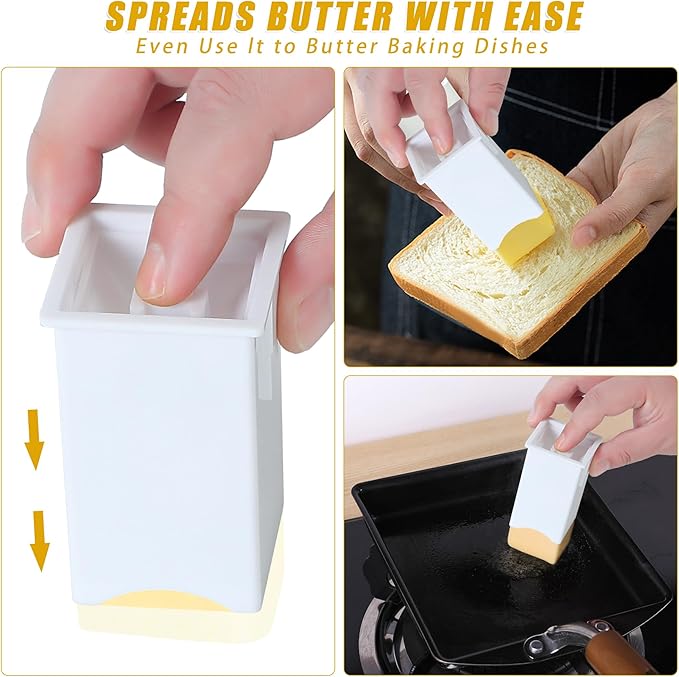 2 Pack Butter Spreader Corn Cob Holder, Plastic Butter Dispenser with Covers on Pancakes, Waffles, Bagels and Toasts