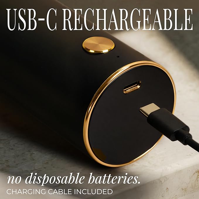 Rechargeable Electric Salt and Pepper Grinder Set – Sleek Stainless Steel White and Black Black Salt and Pepper Grinder Set with USB-C Charging, Adjustable Coarseness, LED Light, One Touch Control