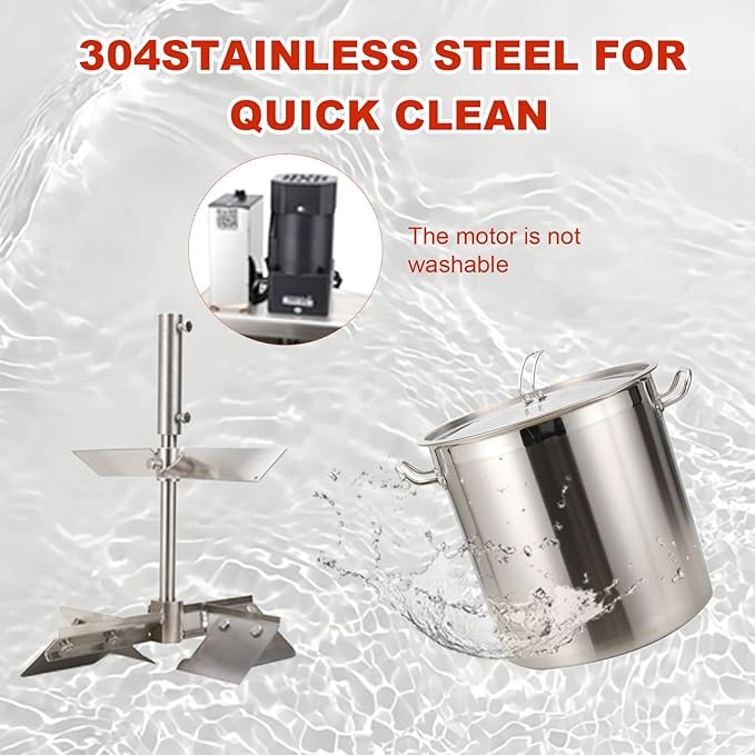 40L Automatic Food Mixer 110V 180W Stainless Steel Food Mixer Hot Pot Seasoning Bottom Soup Sauce Stirrer Frying Machine, One-button start, Adjustable stirring speed, Adjustable mixing scraper