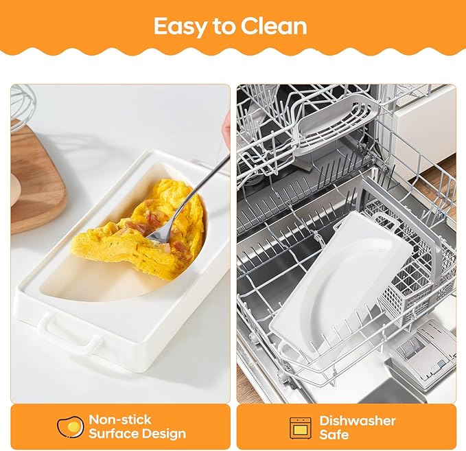 EliteVibe Ceramic Microwave Omelette Maker, Microwave Egg Cooker, BPA-Free Non-Stick Non-Toxic & Heat-Resistant Quick Cooking Egg Maker, Dishwasher Safe