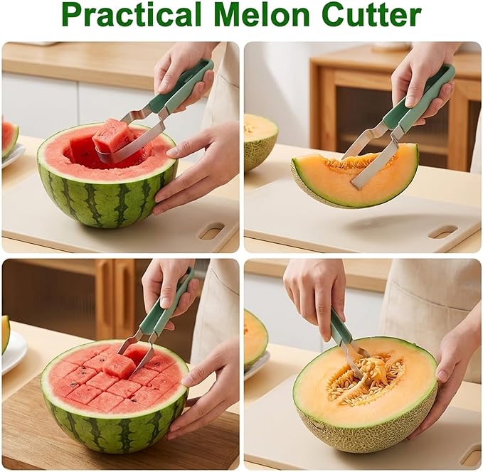 Watermelon Cutter, Watermelon Slicer Cutter Tool, 8-Piece Watermelon Tool Set with Fork, Easy Watermelon Slicing and Cutting