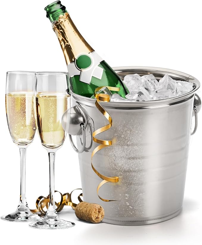ZENFUN 2 Pack 3 Quart Ice Bucket with Handles, Beverage Tub with Handles, Galvanized Metal Ice Bucket, Drink and Wine Chiller for Bar, Party, BBQ, Great for Indoor and Outdoor Use