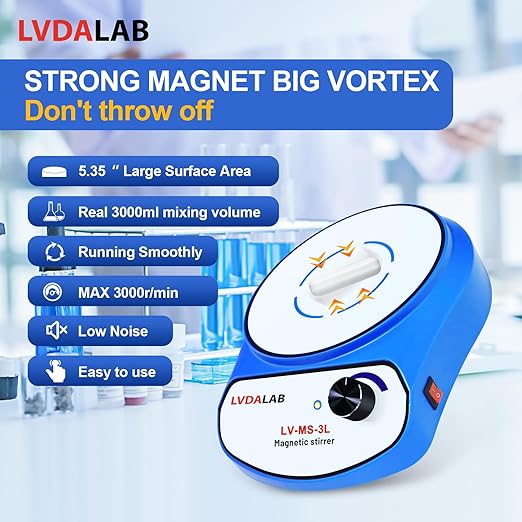 2200RPM LCD Digital Magnetic Stirrer with 2 Stir Bars, 3000ml Stainless Steel Magnetic Mixer, Lab Stirrers Mini Magnetic Stir Plate