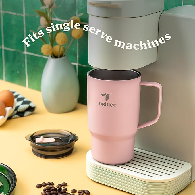 Reduce Hot1 18 oz Hot1 Stainless Steel Insulated Mug with Temperature Adjusting Lid - Dual-Wall Vacuum, Cupholder Friendly - Keeps Drinks Hot for 6 Hours - Ideal for Coffee, Tea & Other - Mineral Blue