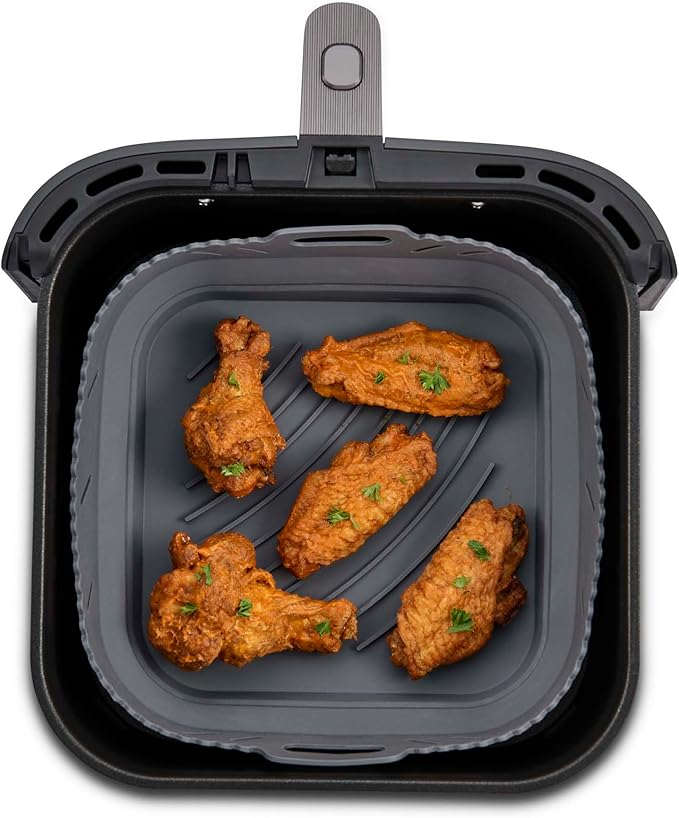 HIC Kitchen Collapsible Square Air Fryer Liners, European-Grade Silicone, Set of 2, Fits 5 to 7-Quart Air Fryer Baskets