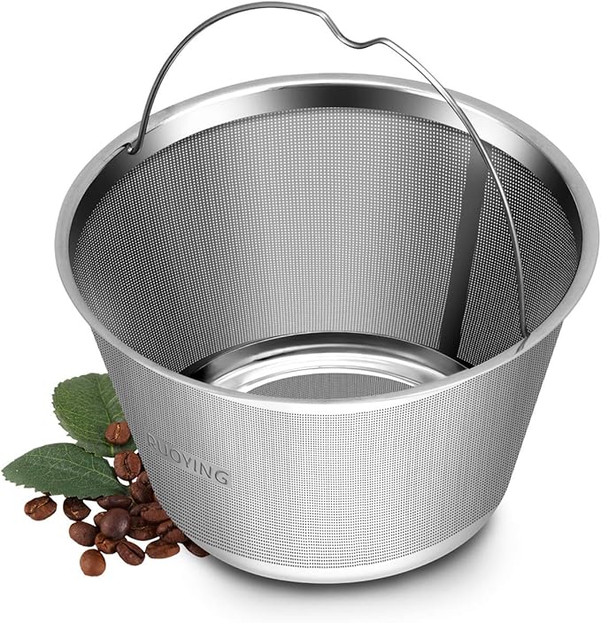Reusable Stainless Steel Coffee Filter for Cuisinart & Hamilton Beach 8-12 Cup Drip Coffee Makers, Permanent Replacement Filter, Ultra Fine Mesh, Dishwasher Safe, BPA-Free