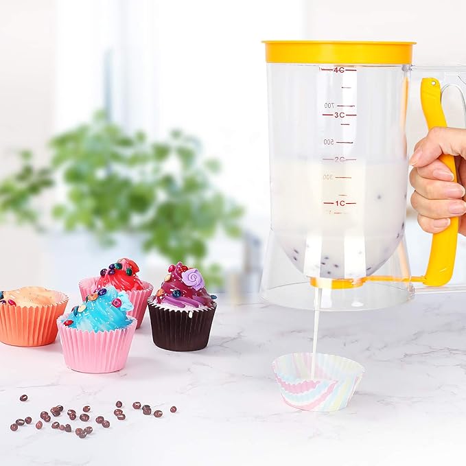 BBSTARZ Batter separator Cupcakes Pancakes Cookie Cake Waffles Batter Dispenser cookie separator batter Cream Speratator Cup Measuring Baking Tools(Orange)