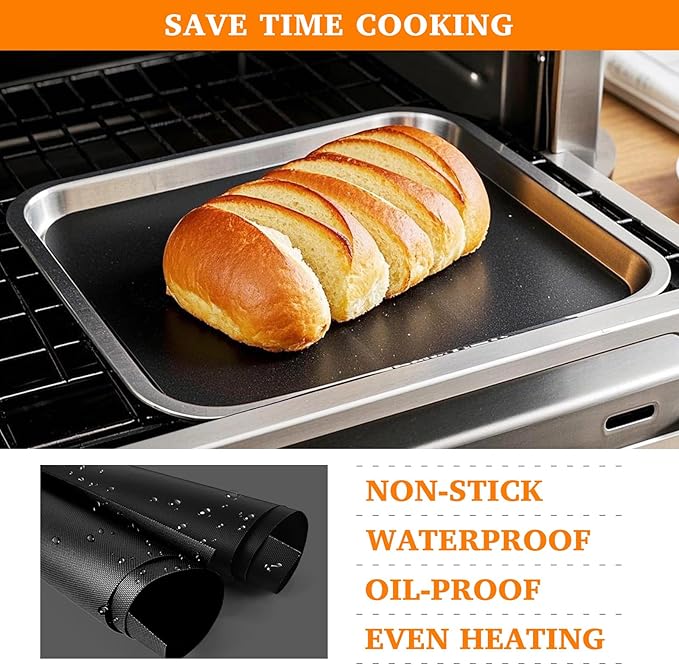 5 PCS Teflon Mats Oven Liner Compatible with Cuisinart Air Fryer Toaster Oven, Air Fryer Liners Reusable for Cuisinart Air Fryer Accessories