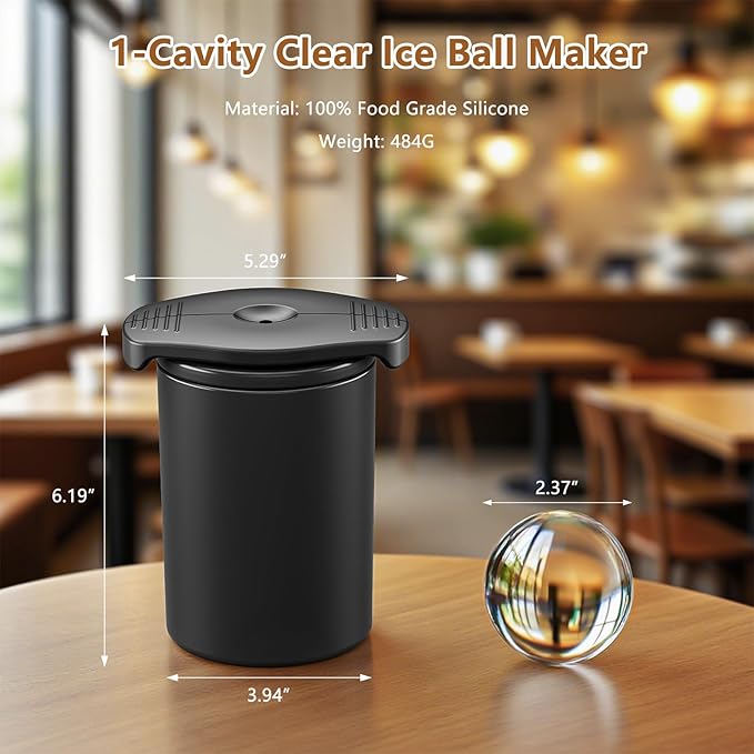 Clear Ice Ball Maker,2.36" Ice Ball Maker Mold for Whiskey & Cocktails,Round Sphere Ice Maker,Idea Gifts for Dad Boyfriend Boss Men who Have Everything