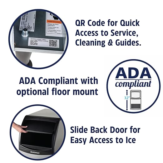 Scotsman UF0915A-1 15-Inch Air-Cooled Flake Undercounter Ice Maker Machine with 36 lb. Storage Capacity, 96 lbs/Day, 115v, NSF