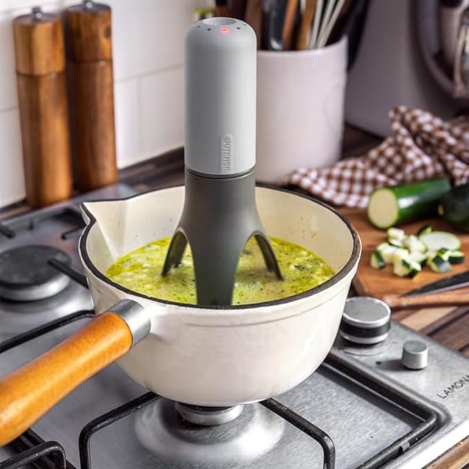 Uutensil Stirr Plus - Automatic Pan Stirrer with Timer - Includes USB Charging Cradle - Teal x Grey