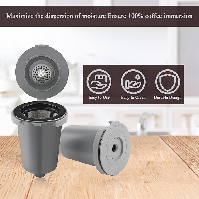 Replacement Parts Grey Reusable Filter Cup, Compatible with Cuisinart Single Serve Coffee Makers 3 Pack