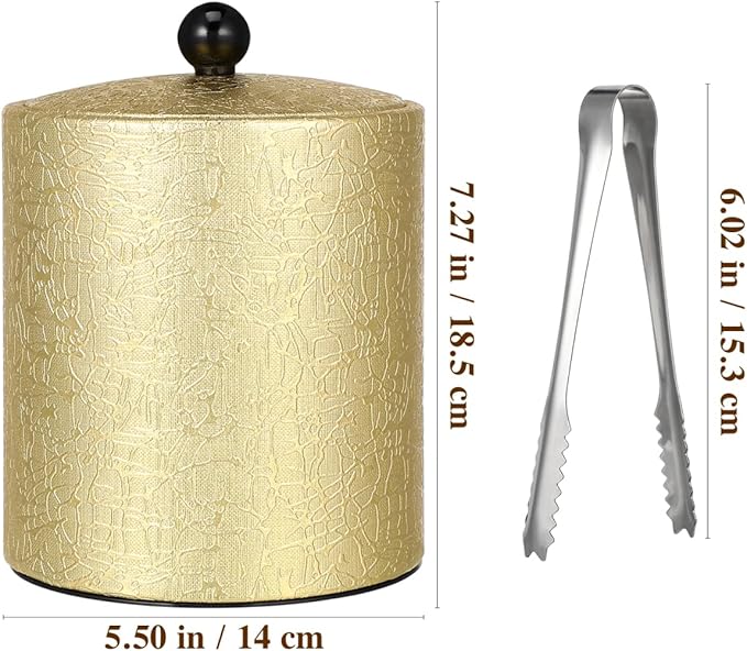 DOITOOL Double Wall Stainless Steel Insulated Ice Bucket with Lid and Ice Tongs for Home Bar Chilling Beer Champagne and Wine Golden