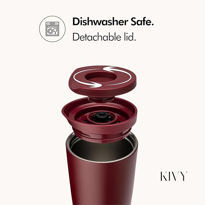 KIVY Thermos Mug 12oz [COFFEE MUG TO GO] - Insulated Stainless Steel Thermal Coffee & Tea Mug Dishwasher Safe & Leak Proof - Travel Mug - Coffee Cup - Drinking Mug Hot & Cold Beverages - Dark Blue