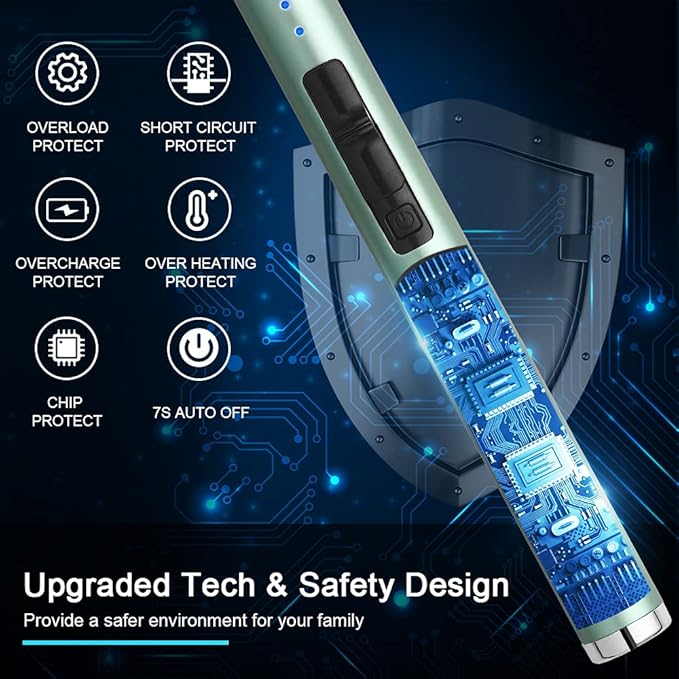 ARECTECH Rechargeable Electric Candle Lighter, Arc Plasma Windproof Lighter for Candle Kitchen Birthday, Christmas Stocking Stuffers Gifts for Mom Men Wife with Type-C Cable, Green