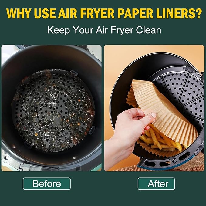 Air Fryer Disposable Paper Liner, Non-Stick Round Parchment, AirFryer Accessories, Oil Proof, Water Proof, Cooking Baking Roasting Filter for Microwave Oven Frying Pan(125PCS, 6.3inch)