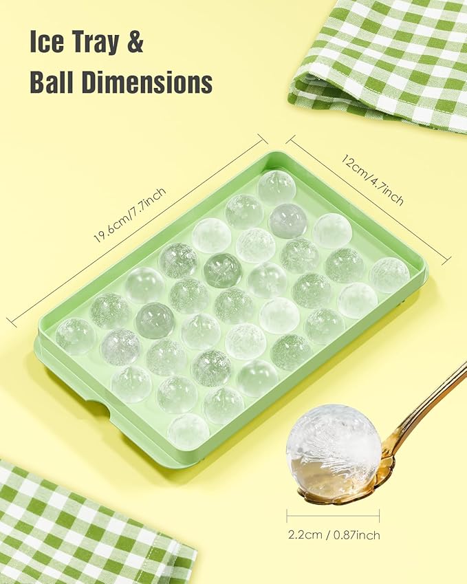 3-Pack Small Circle Ice Cube Tray for Freezer with Lid and Bin, Makes 99 x 0.87" Mini Round Ice Balls (33 per Tray), BPA-Free Sphere Ice Trays for Juice, Cocktails, Whiskey, and Coffee Drinks