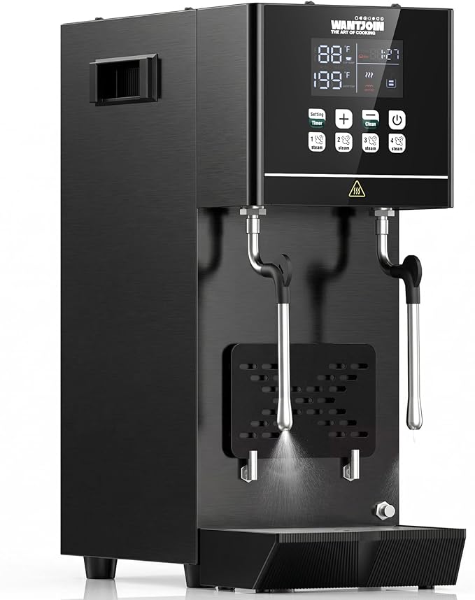 WantJoin Commercial Milk Frother & Beverage Heater - 2000W Multi-functional Milk Steamer Machine with LED Display Panel for Latte Cappuccino Coffee Milk Tea Foam & Hot Water Dispenser, Hotel Home Use