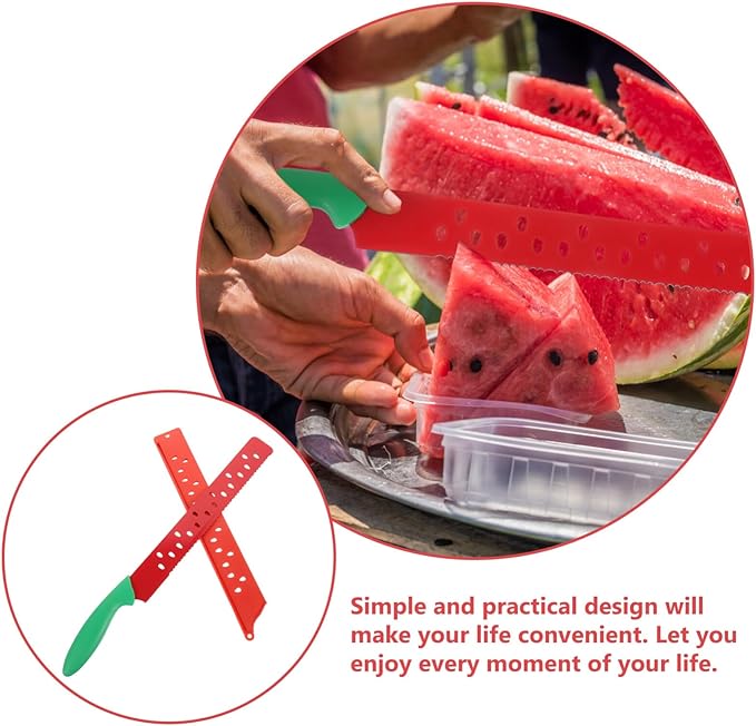 Garneck Multifunctional Watermelon Knife with Sleeve: 16.5 Inch Serrated Watermelon Cutter Slicer Tool for Melon Fruit Bread Cake and Vegetables - Long Cutting Knife for Home Kitchen Restaurant
