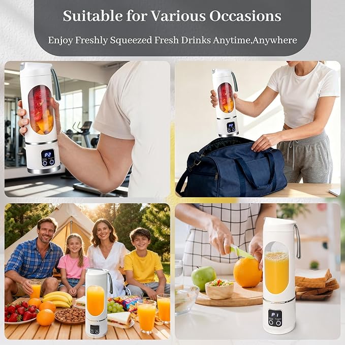 HomeBeyond 15oz Portable Personal Size Blender, Cordless Mini Blender for Shakes & Smoothies, USB-C Rechargeable, BPA Free Travel Juicer, Powerful Blending Suit in Office/Home/Gym