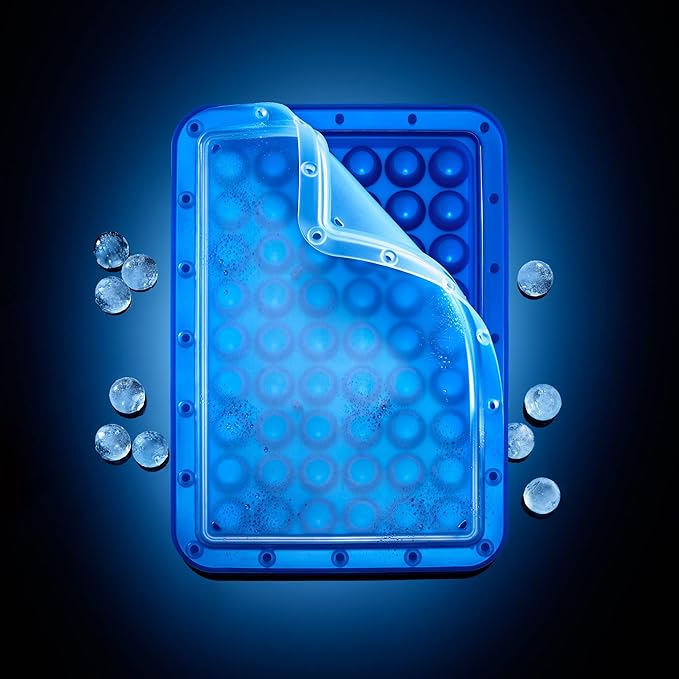 Lurch 240770 Ice Former Arctic Ball Diameter 2 cm Blue Ice Cube Tray for 54 Ice Cubes with Transparent Lid Blue